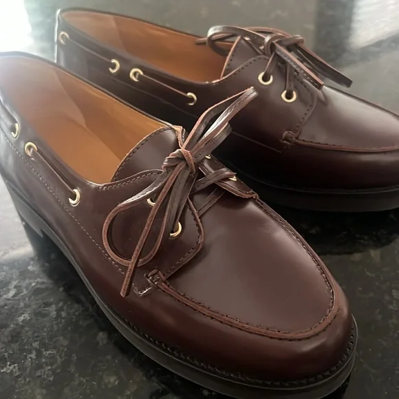 Sezane Classic Brown Leather Lace-Up Shoes - Picture 3 of 5